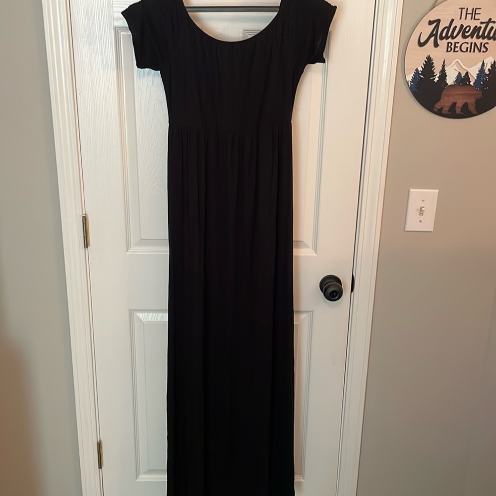 Pink Blush black maternity maxi dress